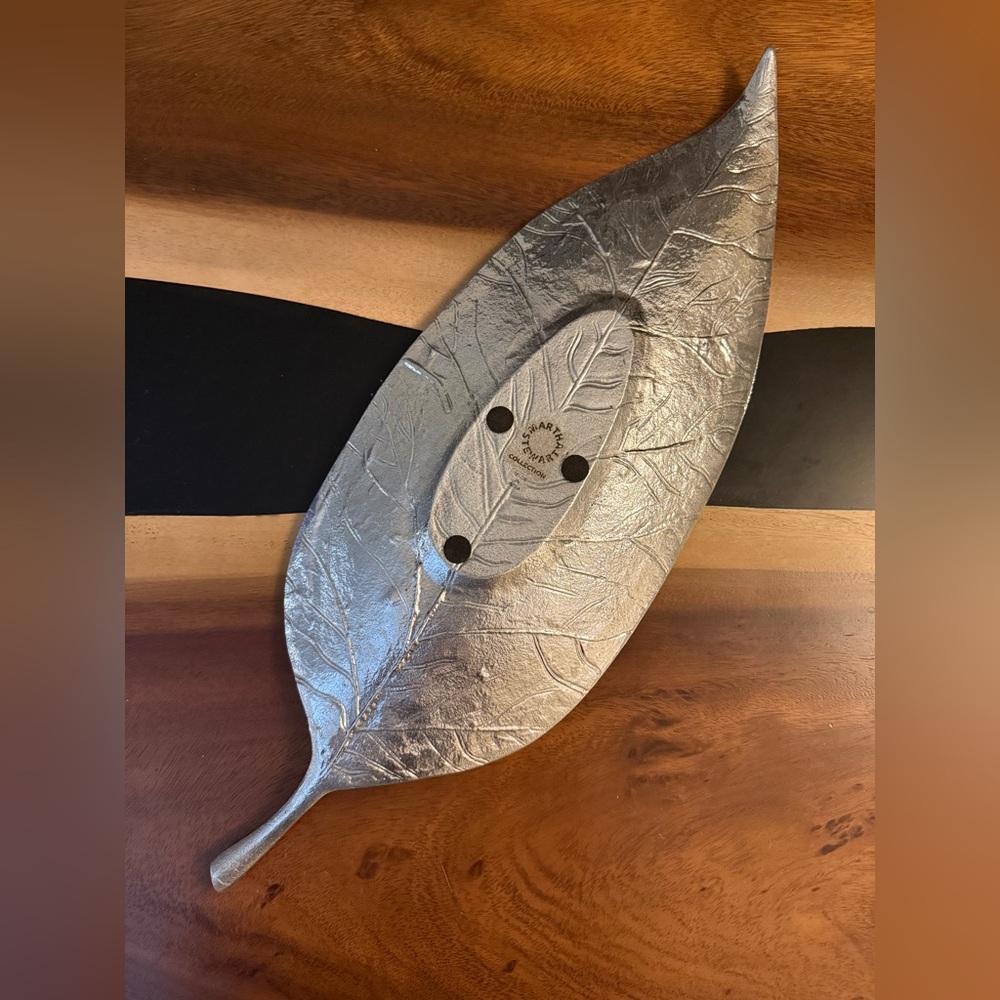 🌿 Martha Stewart Collection Silver Leaf Serving Tray / Decorative Accent - Picture 3 of 4
